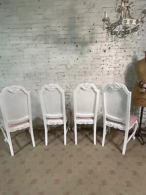 Vintage French Provincial Shabby Chic Mesh Dining Chairs • $895