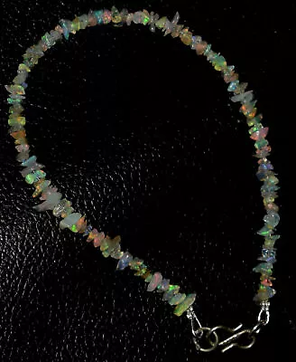 925 Sterling Silver 8  Strand Necklace Ethiopian Opals Gemstone 4-6mm Beads SD45 • £7.80