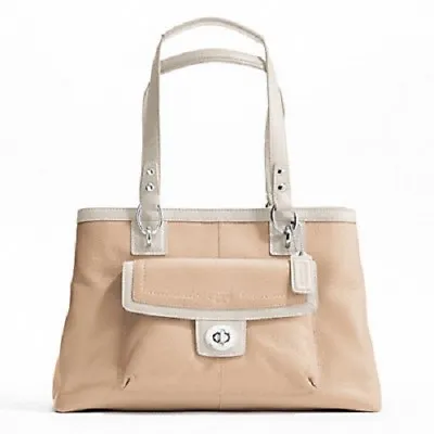 $159.95 • Buy New $358 Coach Penelope Leather Carryall Handbag Bag - Silver/Putty/White