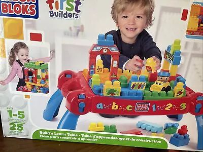 Mega Bloks First Builders Build Learn Table With Multicolor Big Building Blocks • $79.99