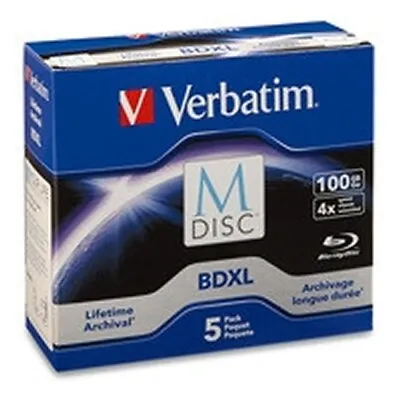 Verbatim M-Disc BDXL 100GB/4X 5 Pack Jewel Case With Branded Surface • $119