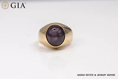 GIA 15.3g 14KYG 14ct PURPLE-RED STAR SAPPHIRE GENTS RING SIZE 10.5 • $4500