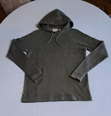 Timberland Waffle Knit Long Sleeve Hooded Pullover Olive Embroidered Logo EUC • $15.99