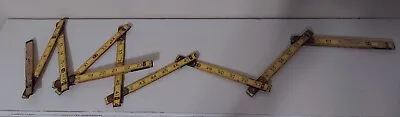 Vintage USA Wooden 72  6 Ft. Folding Measuring Stick Extension 2 Sided Ruler • $8