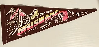 Vintage Flag Brisbane Pennant Felt Souvenir 1970s Story Bridge War Memorial • $18