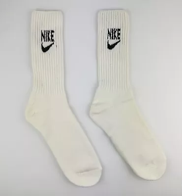 Vintage Nike BLACK Logo Socks 80s 90s Swoosh Spell Out Crew Men VTG Sz 10-13 • $34.99
