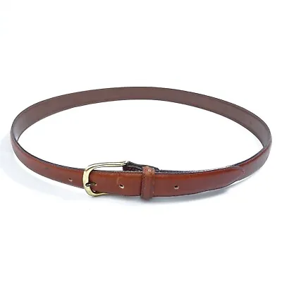 FLAW** BURBERRYS Brown Tan Mens Size 44 USA Leather Belt Gold Hardware Vintage • $29.95