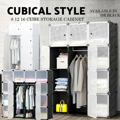 $46.99 • Buy DIY XL 8 12 16 Cube Storage Cabinet Compartment Wardrobe Rack Shelf Portable