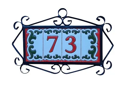 7.5 X 3.7 Cm Hand-painted Red Daniela Ceramic Number Tiles & Metal Frames • £4.25