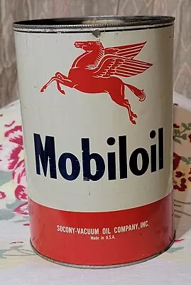 Vintage Antique Mobiloil 5 Quart SOCONY-VACUUM PEGASUS Motor Oil Five Qt CAN   • $75