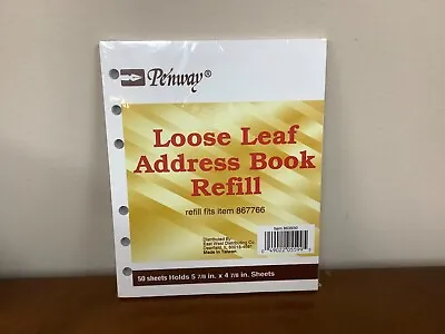 NEW-Vintage Penway Loose Leaf Address Book Refill Pack 50 Sheets-5 7/8  X 4 7/8  • $6.95