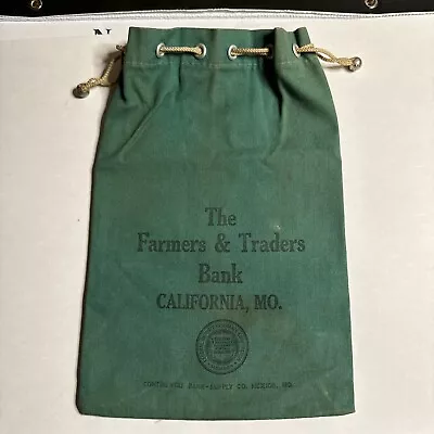 Vintage The Farmers & Traders Bank Bag California MO. Missouri  Green • $9