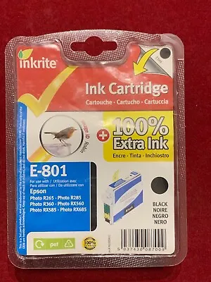 £2.99 • Buy Inkrite E-801 Black Cartridge For Epson Photo R265/R285/R360/RX360/RX385/RX685