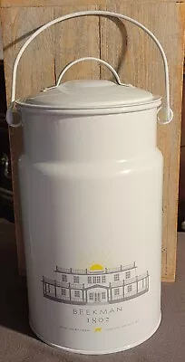Beekman 1802 Keepsake Empty White Tin Milk Pail Container W/Lid Handle  • $15