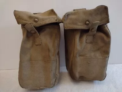 Vintage WW2 British Army Bren Ammo Pouches. Dated 1940 Original Pair • £20