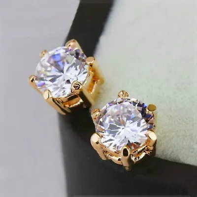 £9.99 • Buy   Men's Women's Luxury Sim Sparkle Diamonds Yellow Gold Filled 6mm Stud Earrings