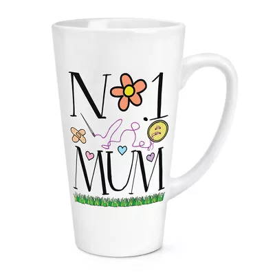 No.1 Mum Hearts 17oz Large Latte Mug Cup - Funny Mothers Day Love Best • £12.99