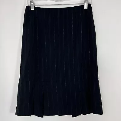 Caslon Trumpet Skirt Women's Size 2 Black Pinstripe Knee Length Business Casual • $9.50