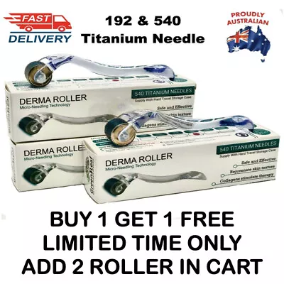 DERMA ROLLER 540 & 192 Titanium Micro Needle Roller Face Skin Hair 0.5mm 1.0mm • $24.99