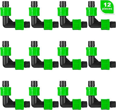 12 Pieces Drip Irrigation Elbow 1/2 Inch Universal Elbow Fitting Hose Elbow With • $14.16