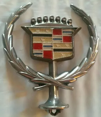 Vintage Cadillac Eldorado Chrome Silver Tone Hood Ornament Emblem Crest Wreath  • $29.99