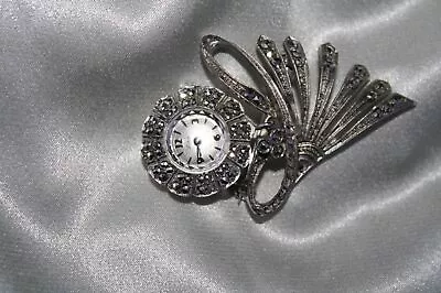 Vintage Silver Brooch Hand Winding Swiss Watch Lator 17 Jewels Incabloc • $1100