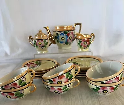 Adorable! Vintage 1940’s! Childs 20 Piece Hand Painted Lusterware Tea Set!  • $37