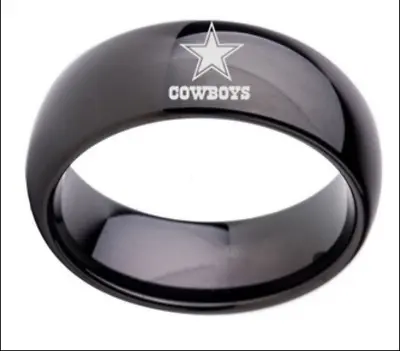Dallas Cowboys Black Stainless Steel Band Ring Size 7-13 Free Shipping 3-5 Days • $9.99