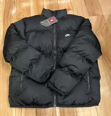 Nike Sportswear Club Puffer Jacket Primaloft Black White FB7368 010 Men's LARGE • $139.99