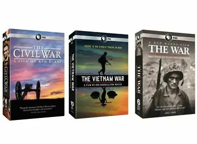 $79.99 • Buy Ken Burns: Civil War, Vietnam War, THE War Documentaries DVD Box FULL SET Sealed