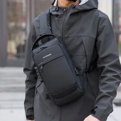 Mens Chest Bag Crossbody  Password Lock Anti-Theft Water Proof Sling Bag • $30