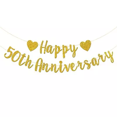 Happy 50th Anniversary Banner 50th Wedding Anniversary 50th Birthday 50 Years Lo • $16.21