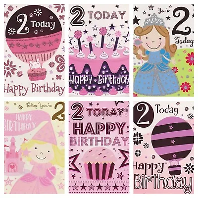 Girl's 2nd Birthday Card ~ Birthday Girl You're 2 Today ~ Various Designs • £1.79