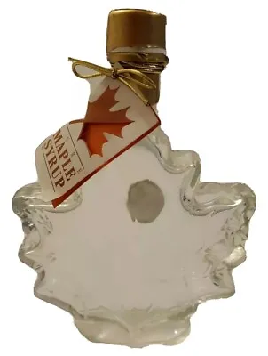 Empty Maple Leaf Glass Bottle Maple Syrup 6.75  Tall Vintage Retro Clear • $19.83