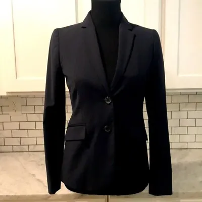 J Crew Wool Blazer Jacket Pinstripe Black Gray Womens 0 Business Suit Academia • $29