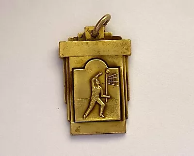 Volleyball Medal Award Jewelry Pendant Vintage 1930s Art Deco Jostens Duel Gold • $15