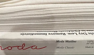 MODA WHITE MUSLIN 100% Cotton Fabric By The Yard 36 X 44 OPTIC WHITE 9946 10 • $3.95