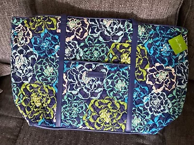 Vera Bradley Trimmed Vera Traveler In Katalina Blues NWT New Tote Bag Weekender • $39.90