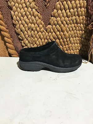 Merrell Womens Primo Chill Mules Shoes Black Suede Slip On Low Heel Lined 9 • $39.99