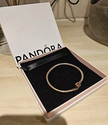 Pandora Moments Barrel Clasp Snake Chain Bracelet 925 ROSE GOLD • £85