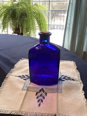 Vintage Cobalt Blue Glass 6” Bottle With Cork In Excellent Condition • $7.50