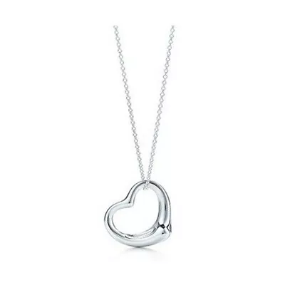 Silver Jewelry Necklace Heart Pendant Rolo Chain Love Luck Delicate Gift Karma • £3.95