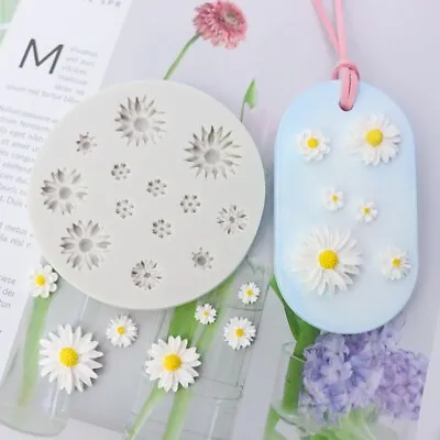 Daisy Flowers Silicone Fondant Mould Cake Topper Candy Chocolate Baking Mold 3D • £3.35