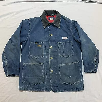 VTG 70s OshKosh B’Gosh Denim Chore Jacket Quilt Lined Barn Coat Made In USA Sz42 • $69.99