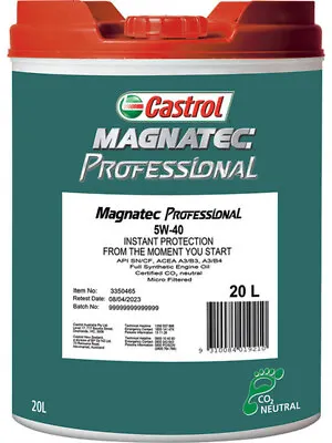 Castrol 5W-40 Magnatec Professional Engine Oil 20 Litre (3350465) • $283.40