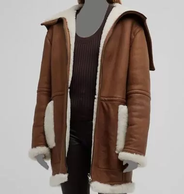 $3295 Vince Women's Brown Reversible Shearling Flight Jacket Coat Size L • $1054.78