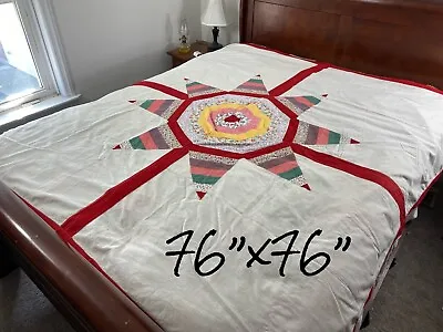$50 • Buy Vintage Quilt Lone Star Quilt Top Home Made Unfinished 76”x76”