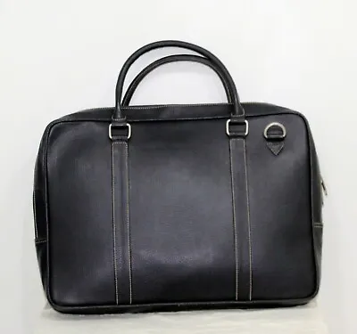 Laptop Bag Black Cowhide Leather Briefcase Shoulder Office Travel Messenger Bag • £59.99