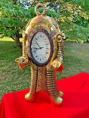 Vintage UNIQUE Gold EGYPT BASTET Two Headed Cat Kitten Mantle Shelf Clock ❤️m17 • $2336.08