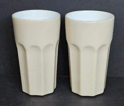 Set 2 IKEA POKAL 12011 Beige Tan 16oz Ceramic Milkshake Tumblers Discontinued • $42.95